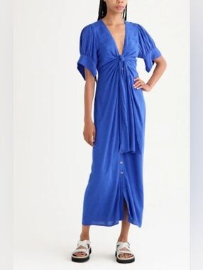 Free PeopleFree-est Summer Tie Front Maxi Shirtdress BLUE Large